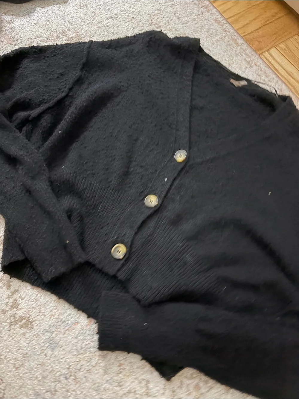 Free People Cozy Black Button-Up Cardigan